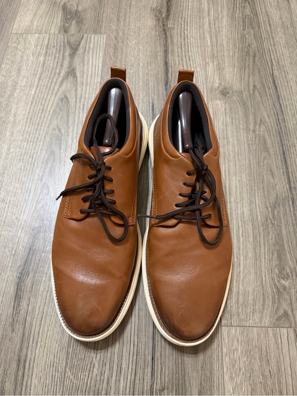 Cole Haan Tan Leather Derby Sneakers with Cream Sole